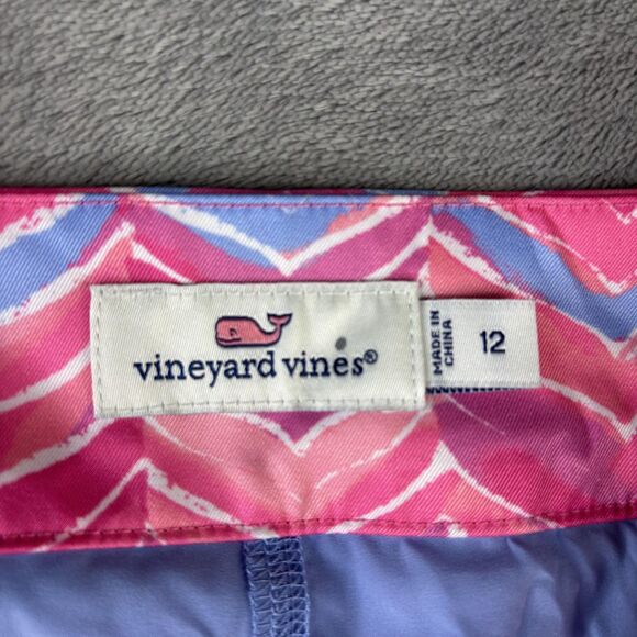 Vineyard Vines Skort Womens 12 Pink Blue Chevron Golf Tennis Stretch Pockets - Picture 3 of 16